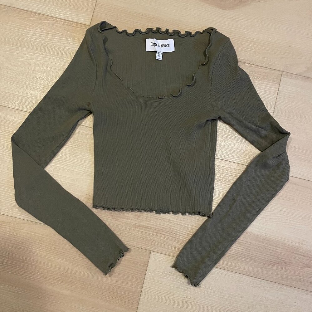 Organic Basics scoop neck crop long-sleeve top
